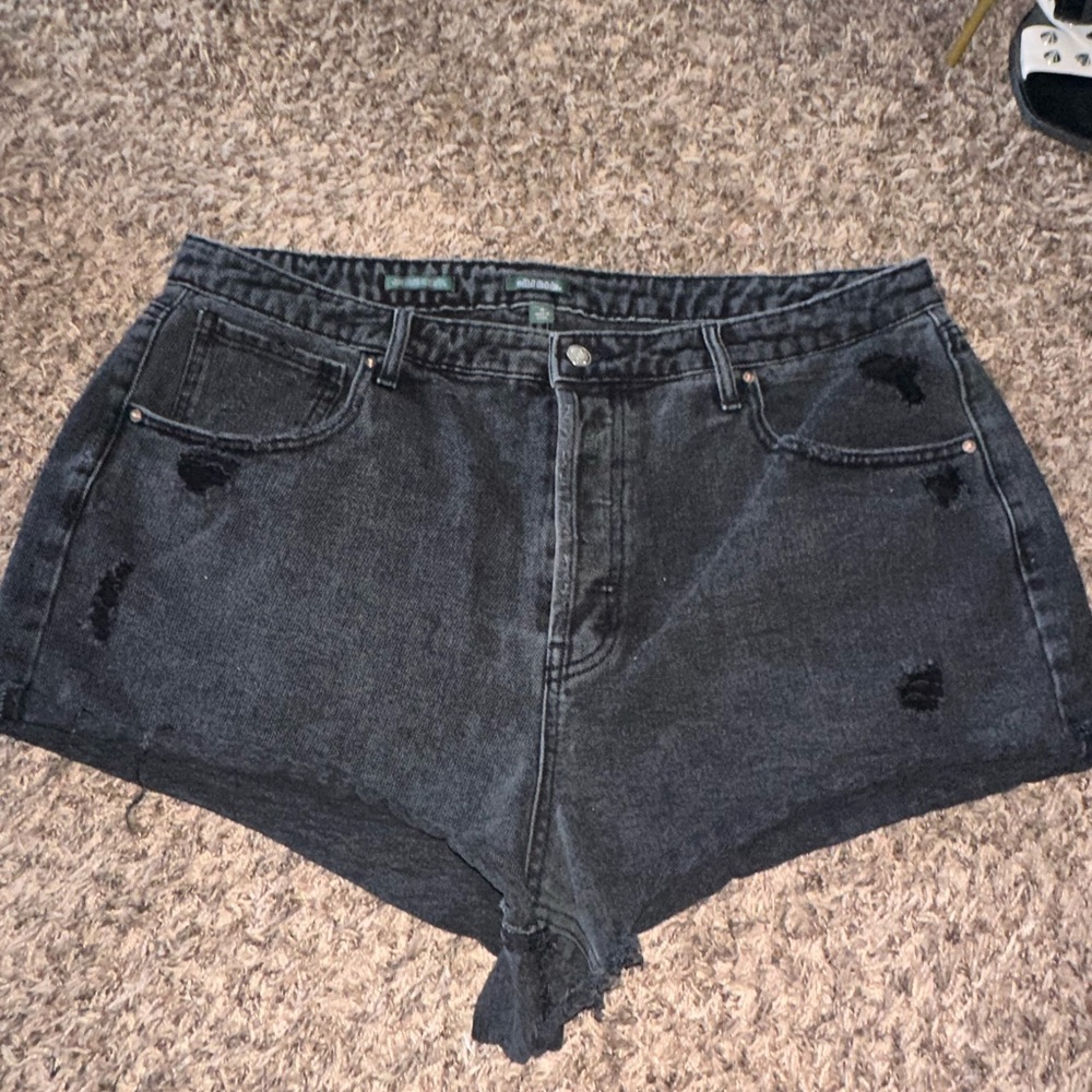 Wild Fable Black Jean Shorts High-Waisted Frayed Hem